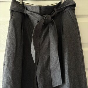Aritzia Wilfred Charcoal Tie-Waist Work Pants